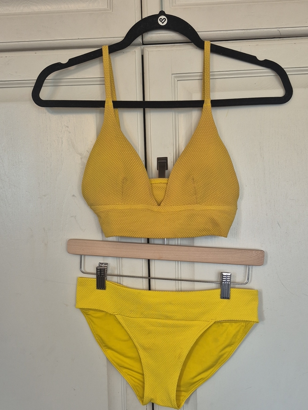 Textured Yellow Bikini Set
